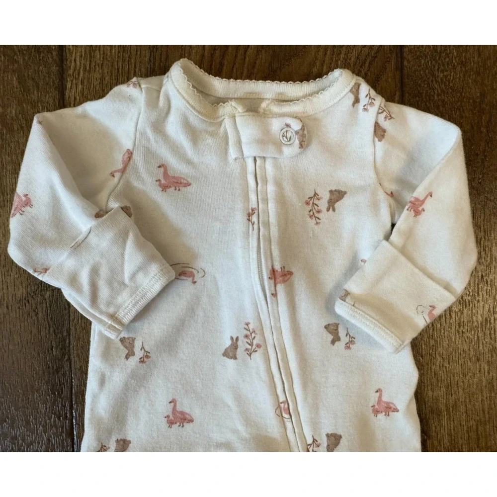 Child of Mine Baby Sleeper Girl Preemie Outfit Clothes Zip Goose‎ Bunny Flowers